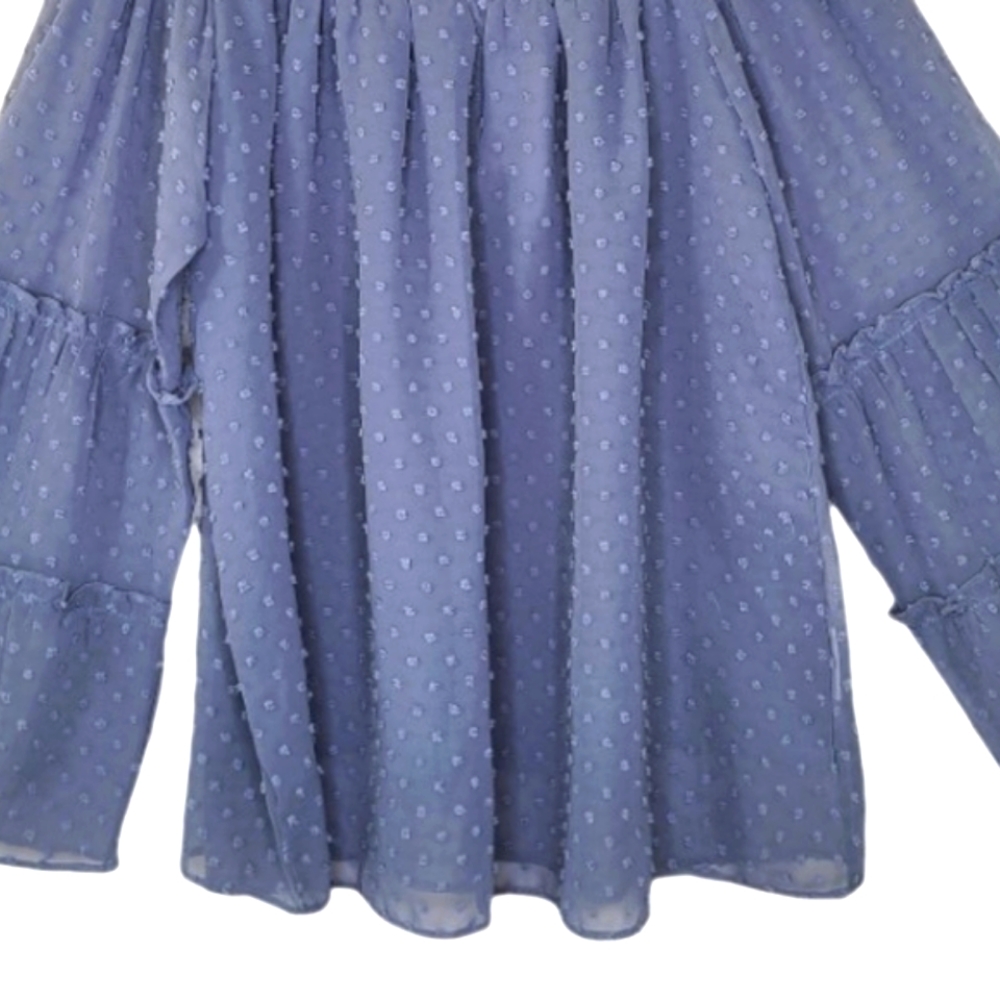 NWT LA Miel blue off the shoulder swiss dot blouse - Picture 4 of 12